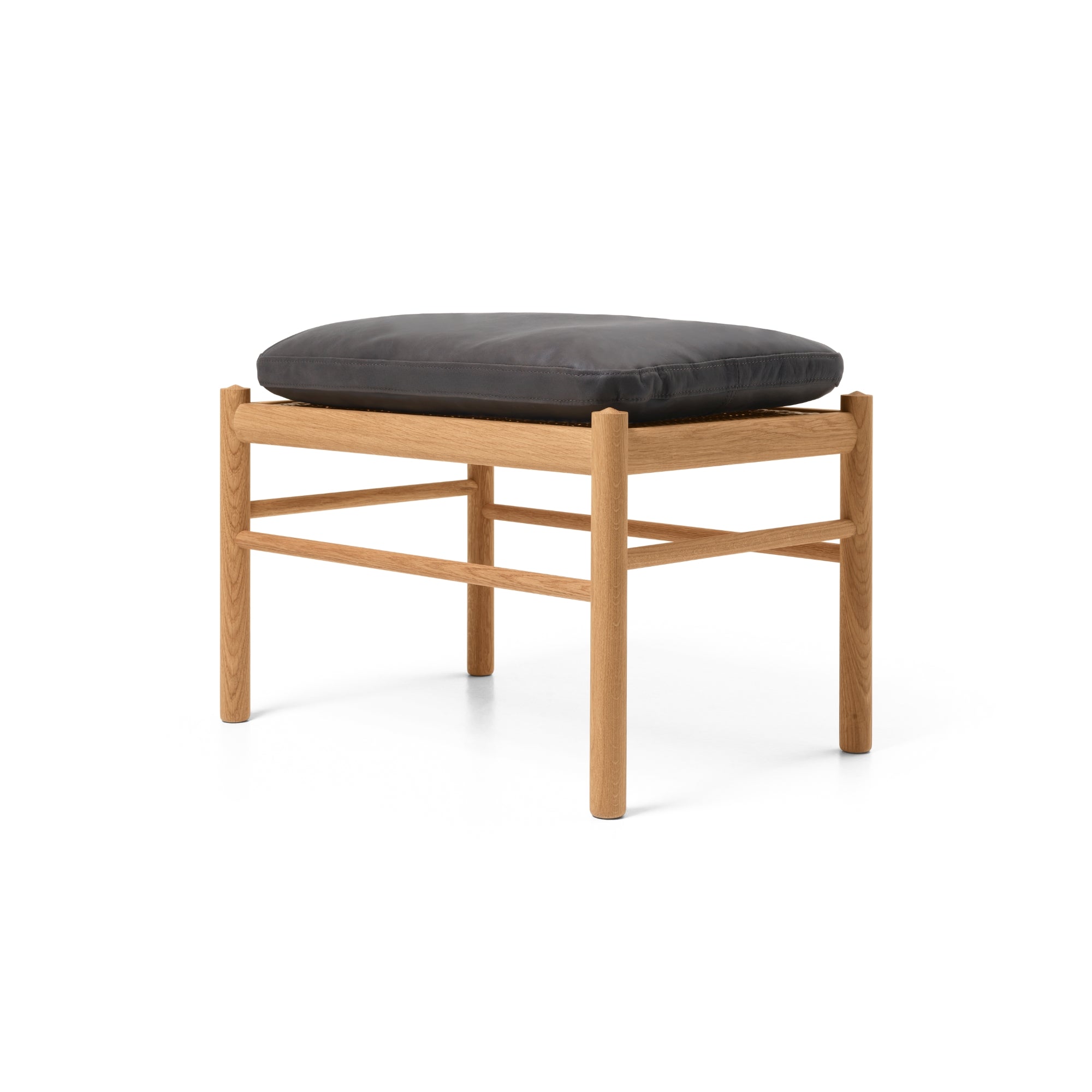 Oak Wood & Leather Stool