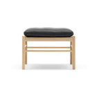 Oak & Black Leather Footstool