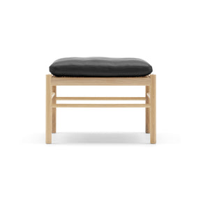 Oak & Black Leather Footstool