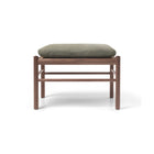 Walnut & Green Leather Stool