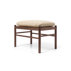 Dark Wood & Beige Leather Stool