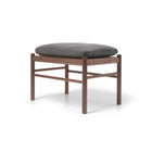 Wood stool with gray cushion