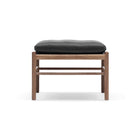 Wlanut & Black Leather Stool