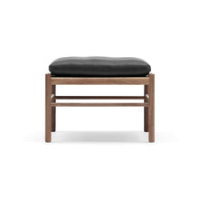 Wlanut & Black Leather Stool