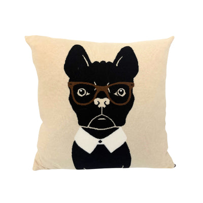 Cashmere Beige & Black Dog Pillow