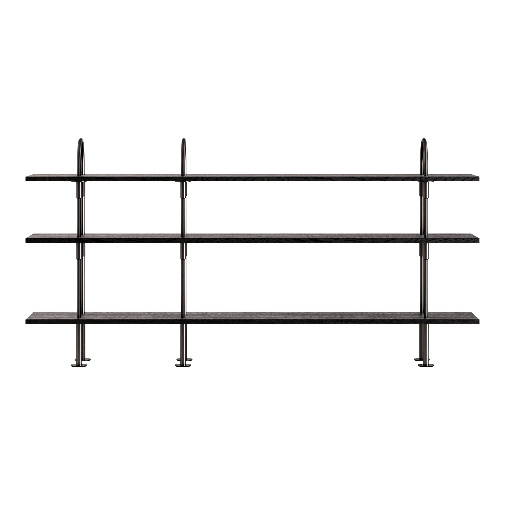 Gubi Keen Shelving System - 3 Shelves, Brown Black Ash & Black Brass