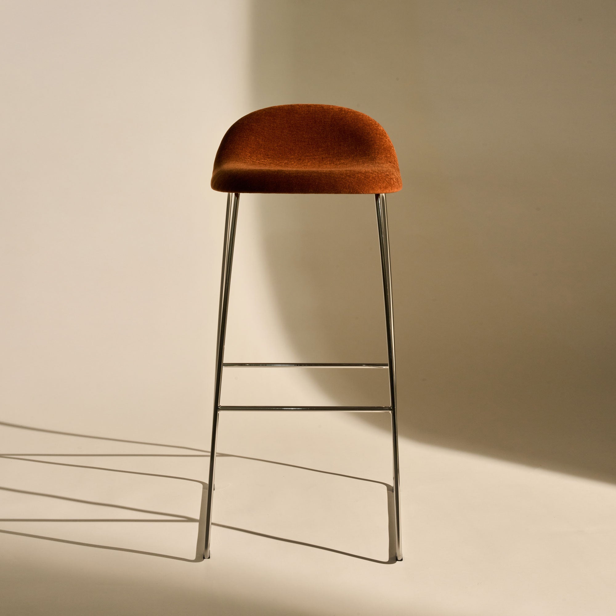 Gubi 3D Bar Stool - Front Upholstered, Wood Shell