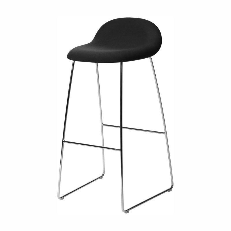 Gubi 3D Bar Stool - Front Upholstered, Wood Shell