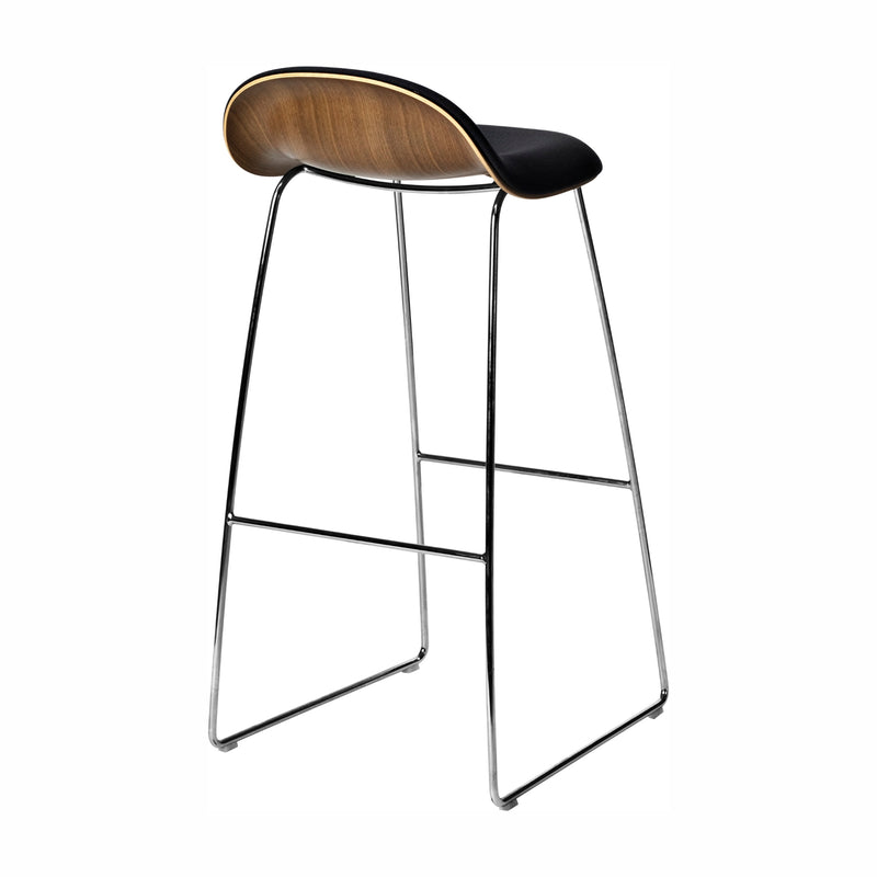 Gubi 3D Bar Stool - Front Upholstered, Wood Shell