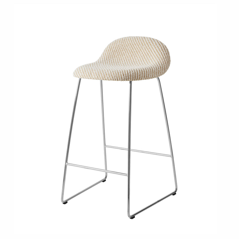 Gubi 3D Counter Stool - Front Upholstered, Wood Shell