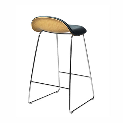 Gubi 3D Counter Stool - Front Upholstered, Wood Shell