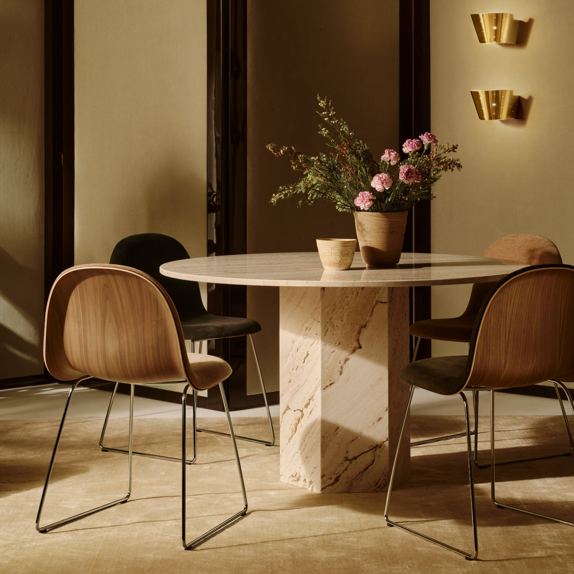 Gubi 3D Dining Chair - Front Upholstered, Wood Shell