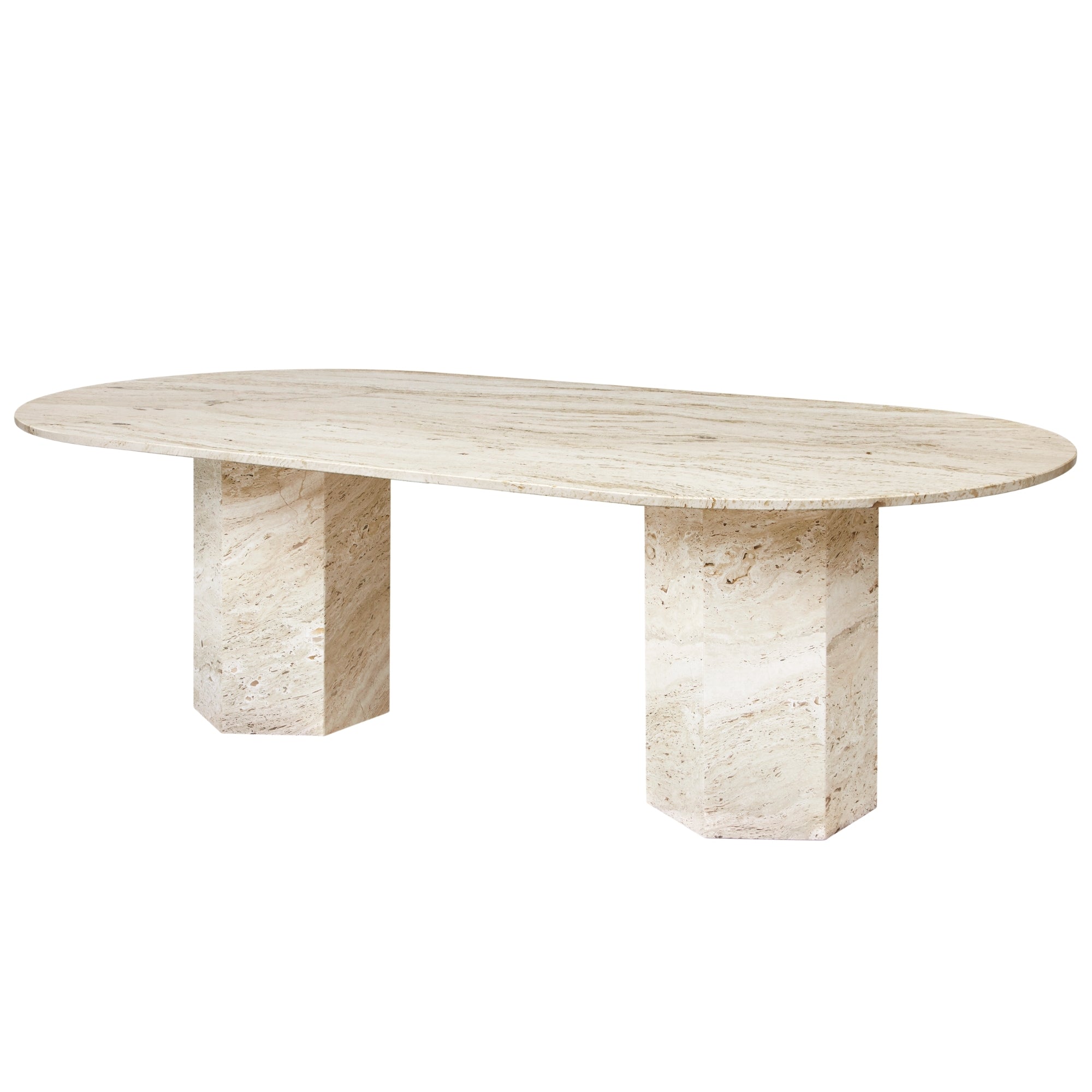 Gubi Epic Elliptical Dining Table – Marble Table in Neutral White