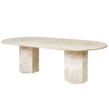Gubi Epic Elliptical Dining Table – Marble Table in Neutral White
