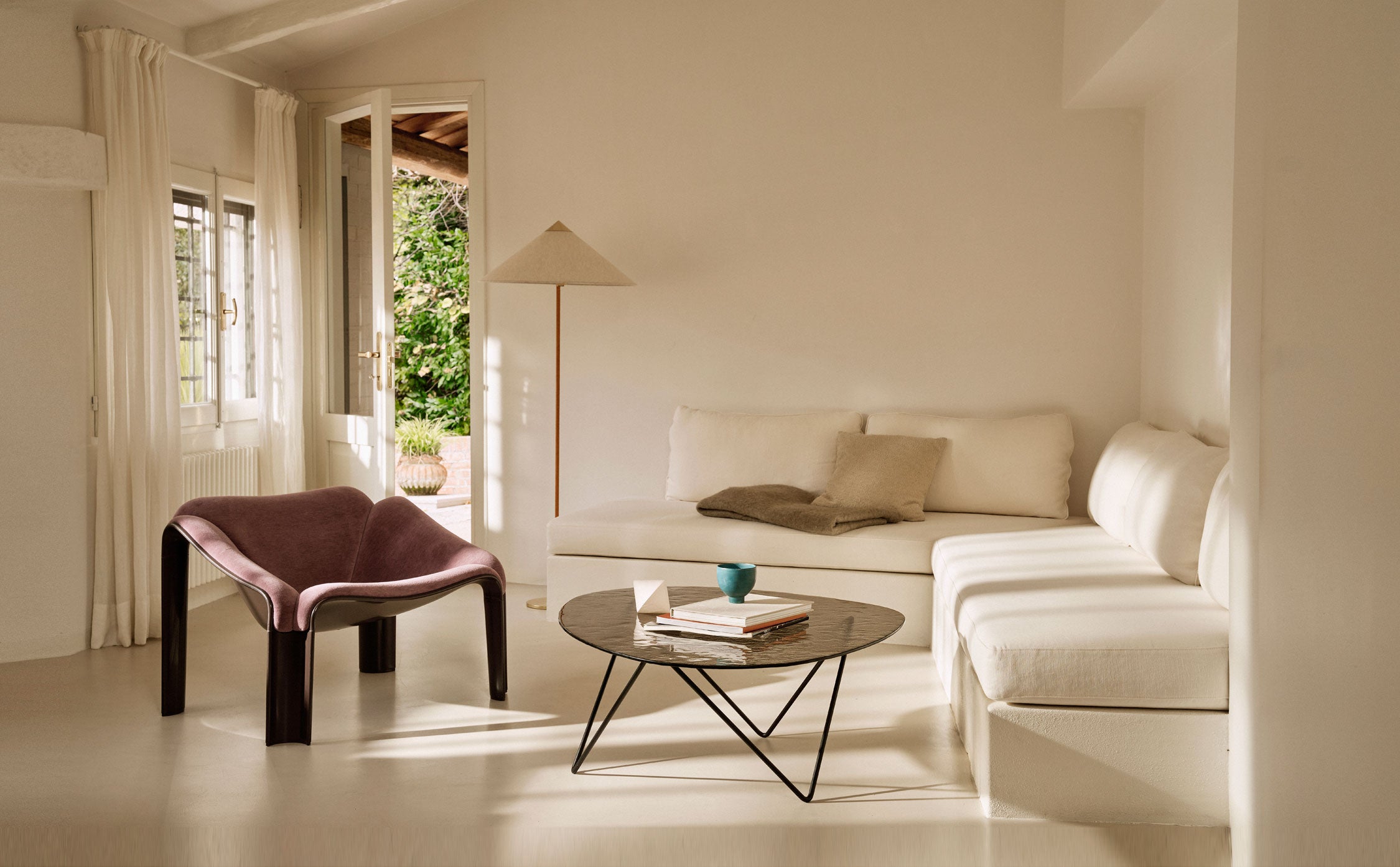 GUBI Pedrera Coffee Table and 9602 Floor Lamp, luxury European furniture, high end home decor
