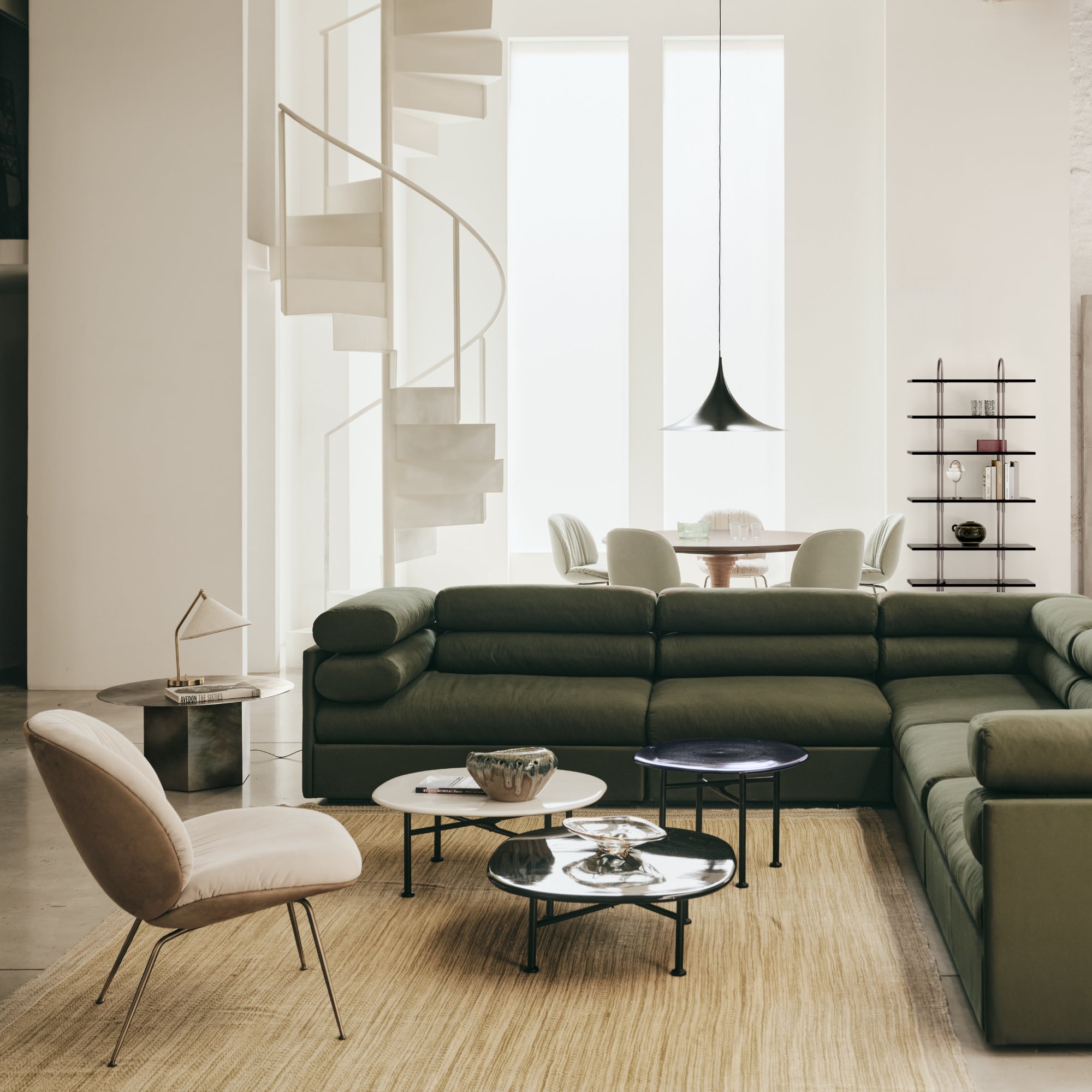 Polished brass, natural canvas lamp