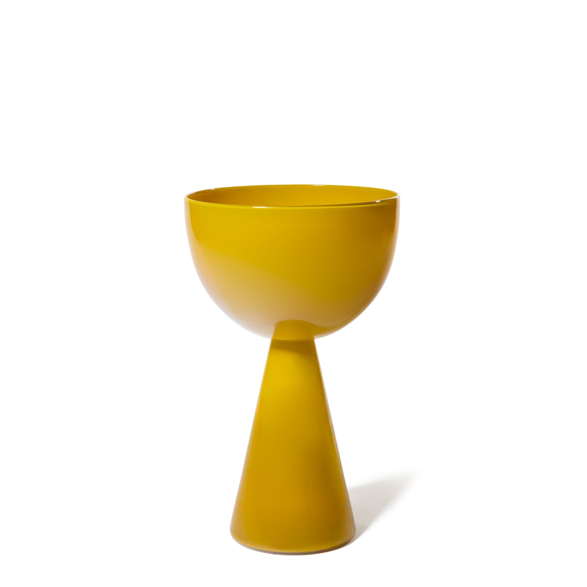 Joe Cariati Fiorelli Low Bowl – Glass Vessel in Mustard Yellow