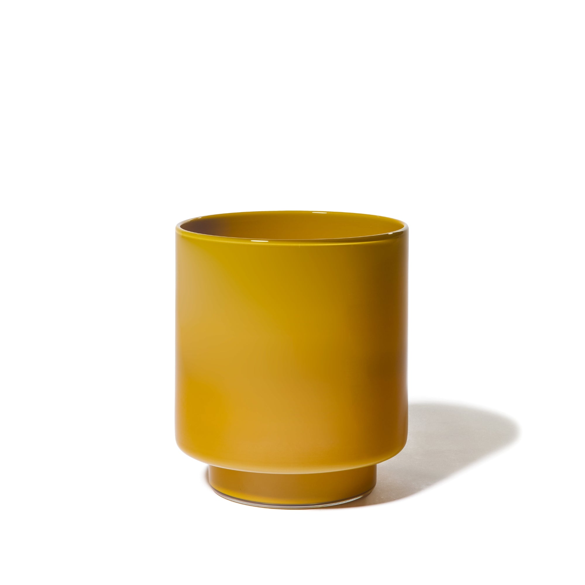 Joe Cariati Fiorelli Low Container – Glass Art in Mustard