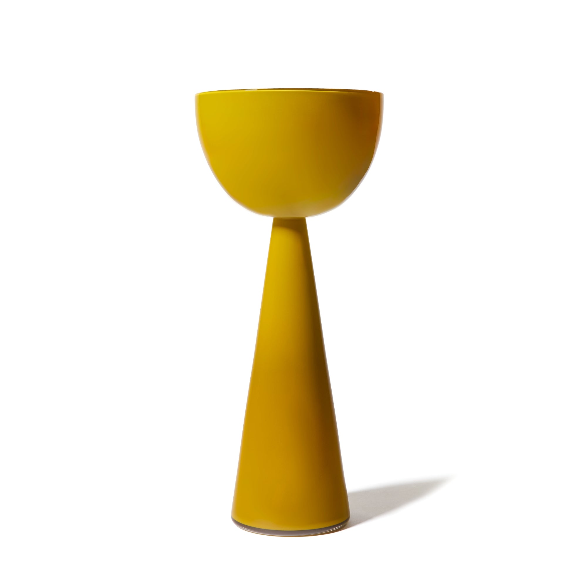 Joe Cariati Fiorelli Tall Bowl – Glass Art in Mustard