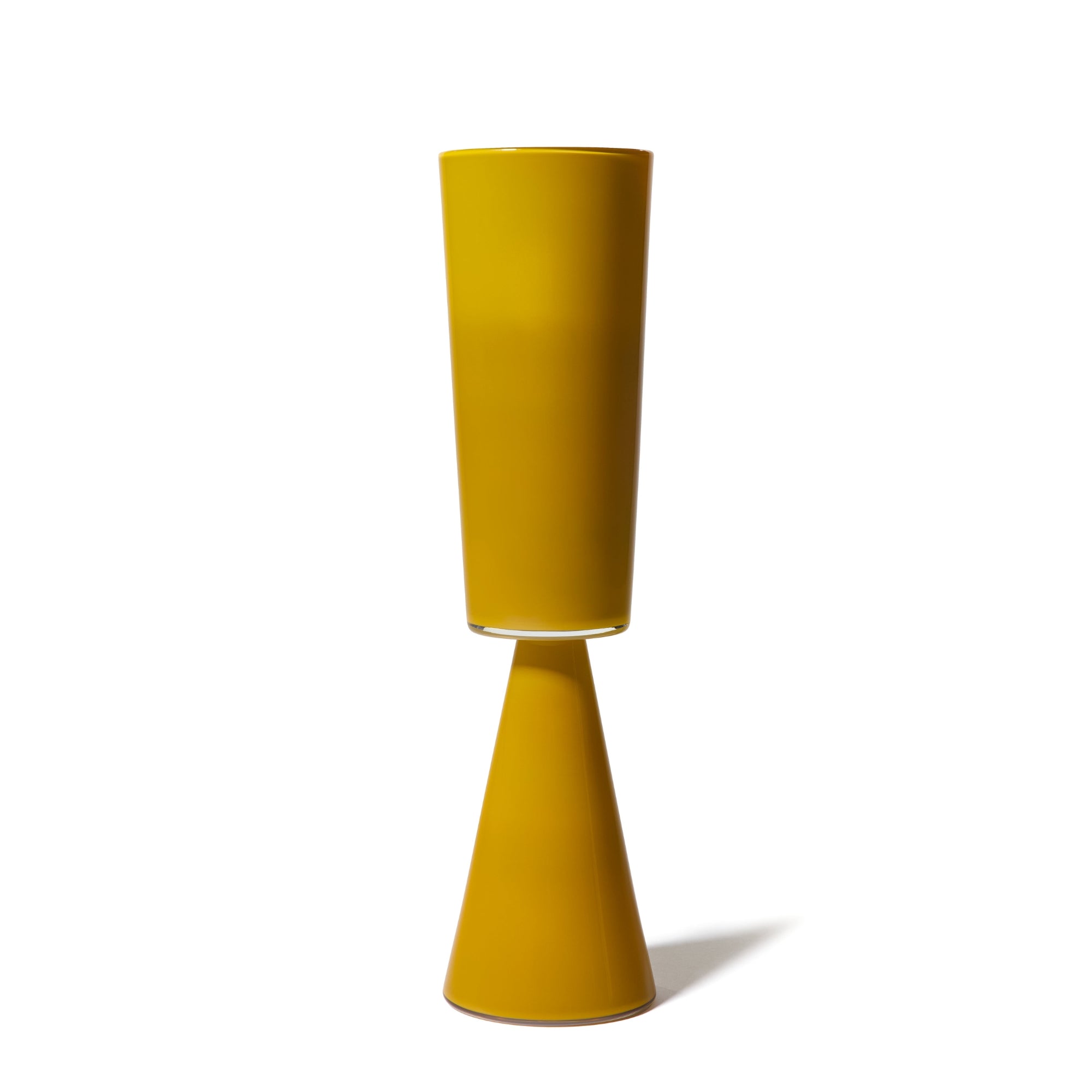 Joe Cariati Fiorelli Tall Cylinder – Glass Vessel in Mustard