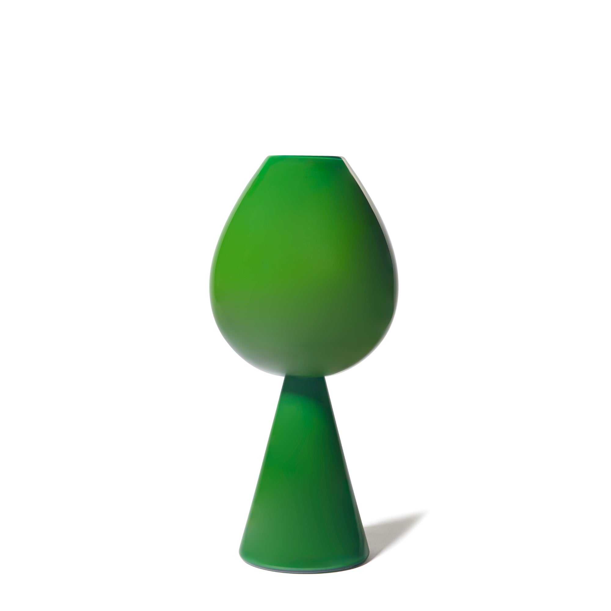 Joe Cariati Fiorelli Tulip Pedestal – Glass Vessel in Moss