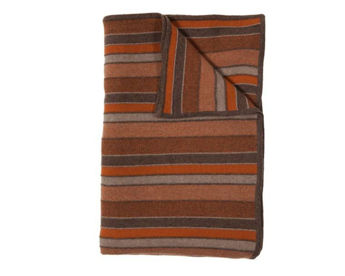 Cashmere Kent Stripes Throw - Brown, Burnt, Taupe