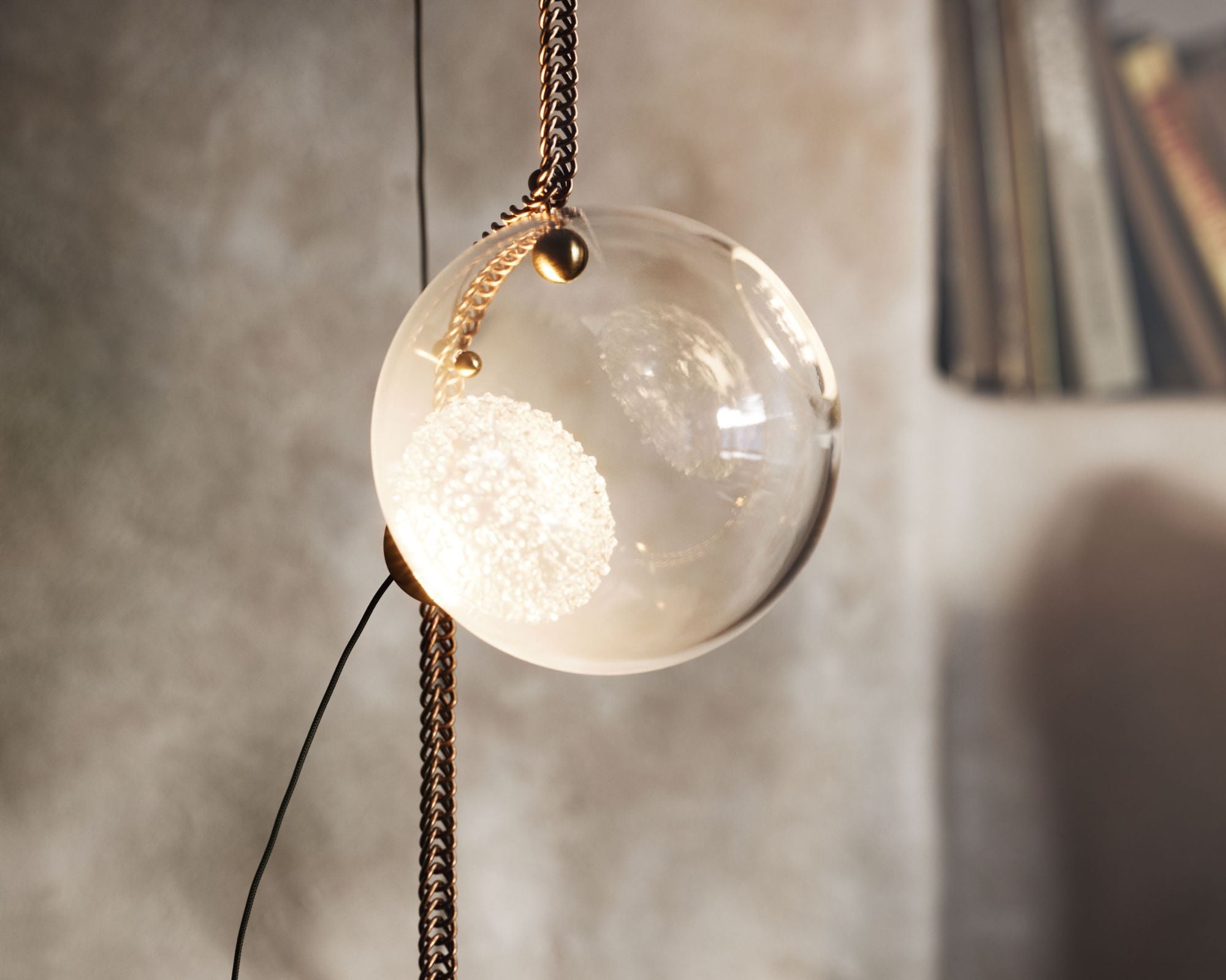 Larose Guyon Abysse 01 Glass Globe Pendant Light & Brass Chain | DSHOP