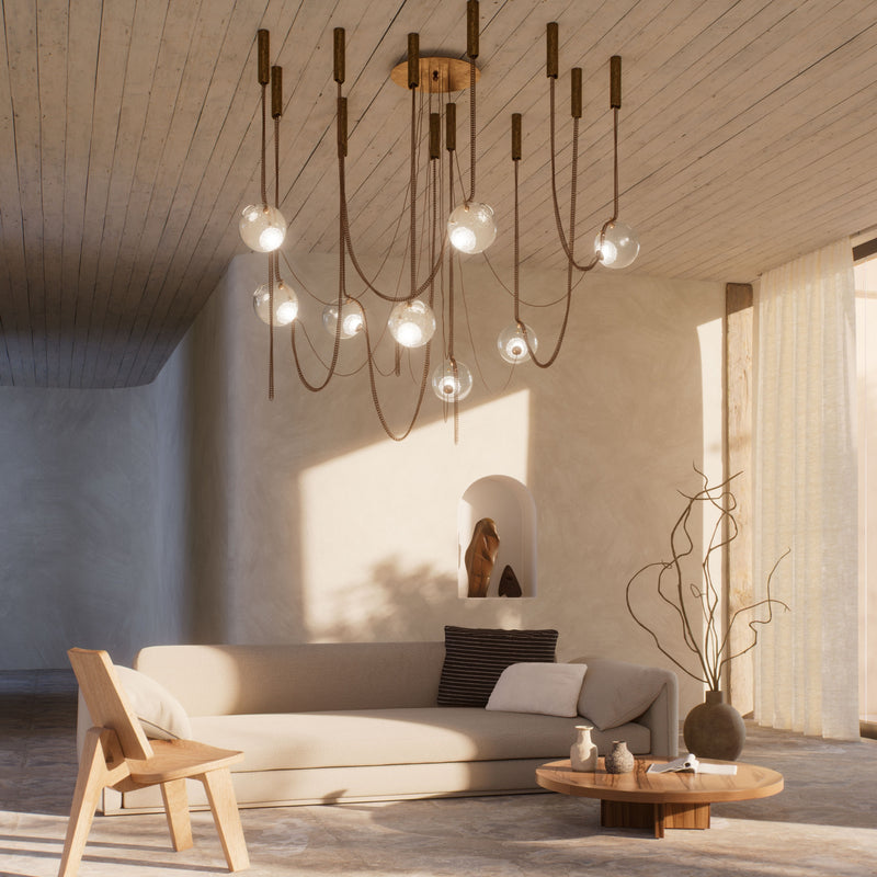 Larose Guyon Abysse 08 – Modern Glass Chandelier with Brass Chains
