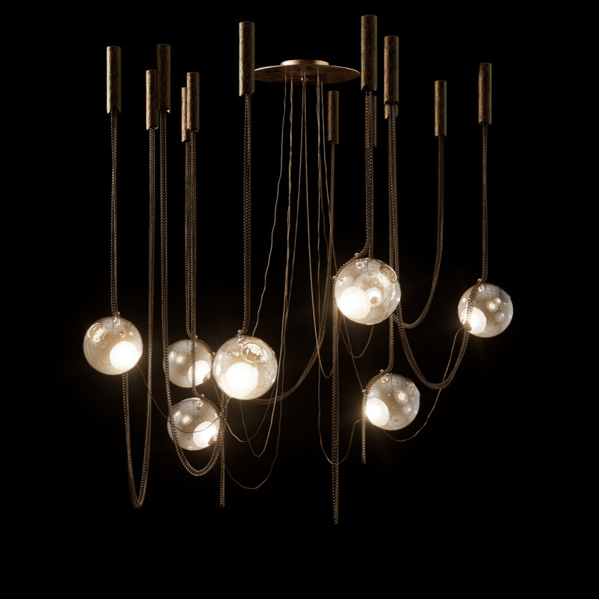 Larose Guyon Abysse 08 Small – Glass Chandelier with Brass Chains