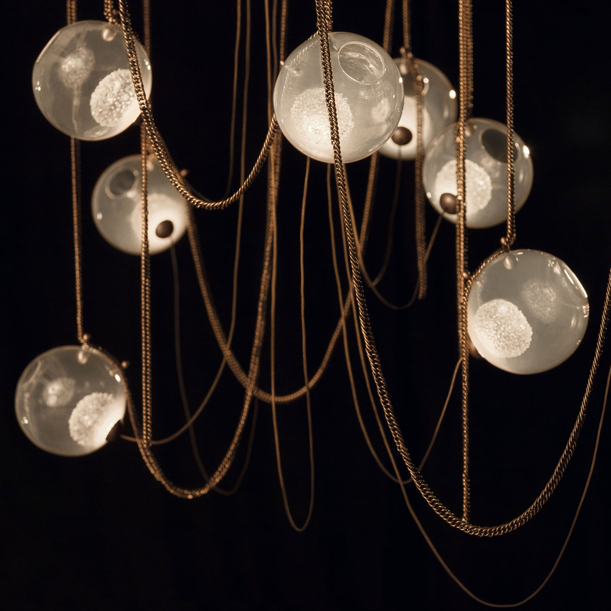 Larose Guyon Abysse 10 – Hand-blown Glass and Dark Aged Brass Chandelier