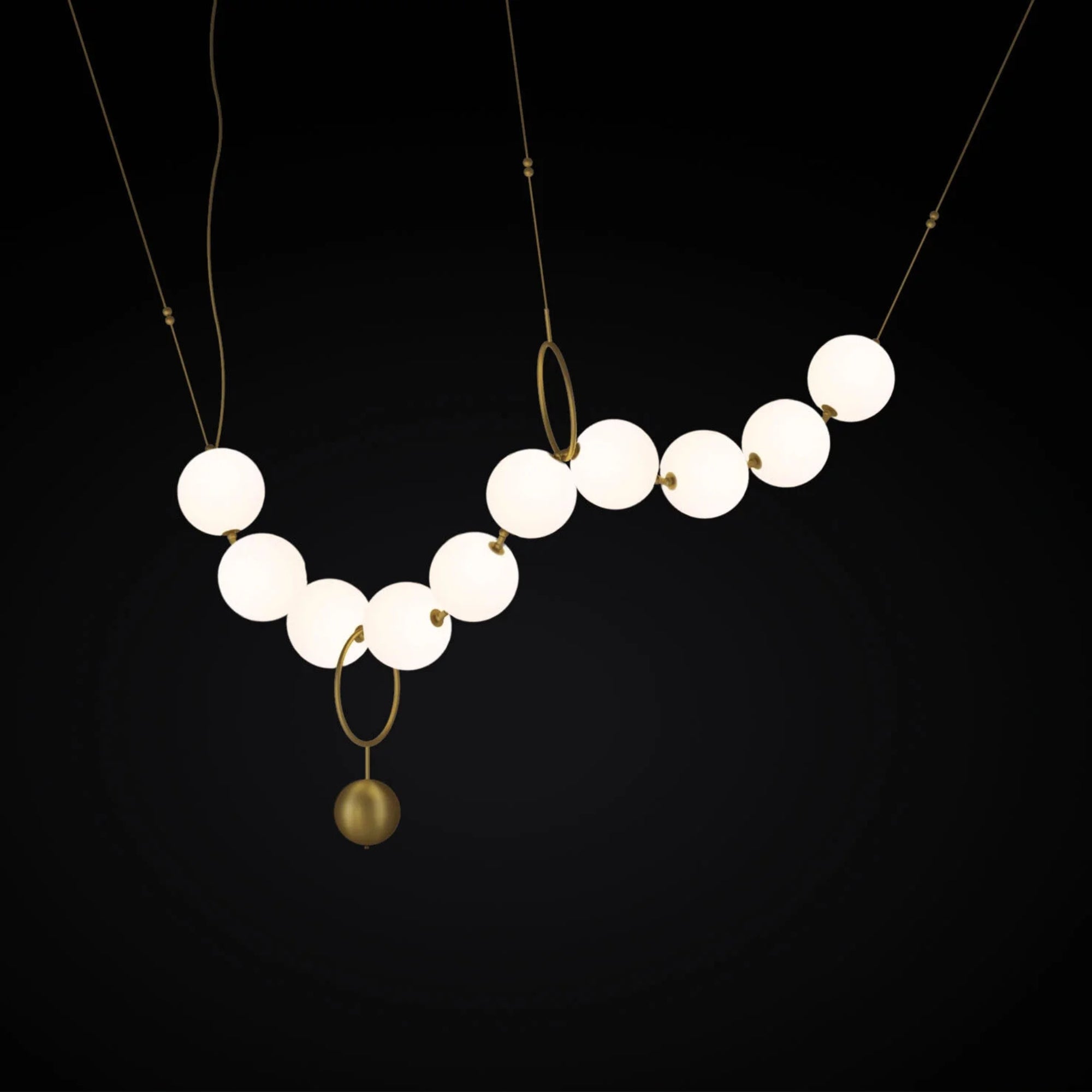 Larose Guyon Coco 01 Chandelier – Glass Globe Chandelier in Brass