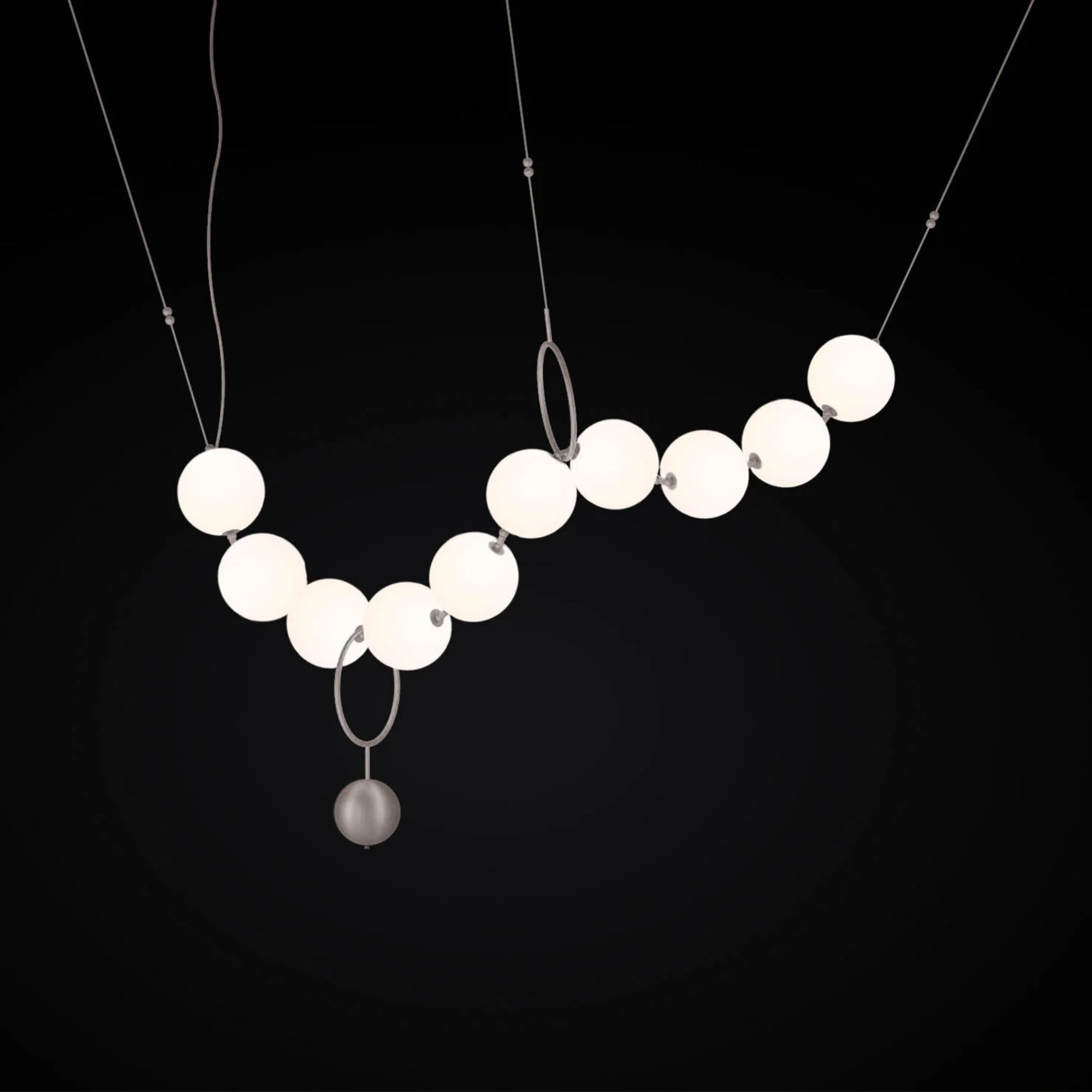Larose Guyon Coco 01 Chandelier – Glass Globe Chandelier in Nickel