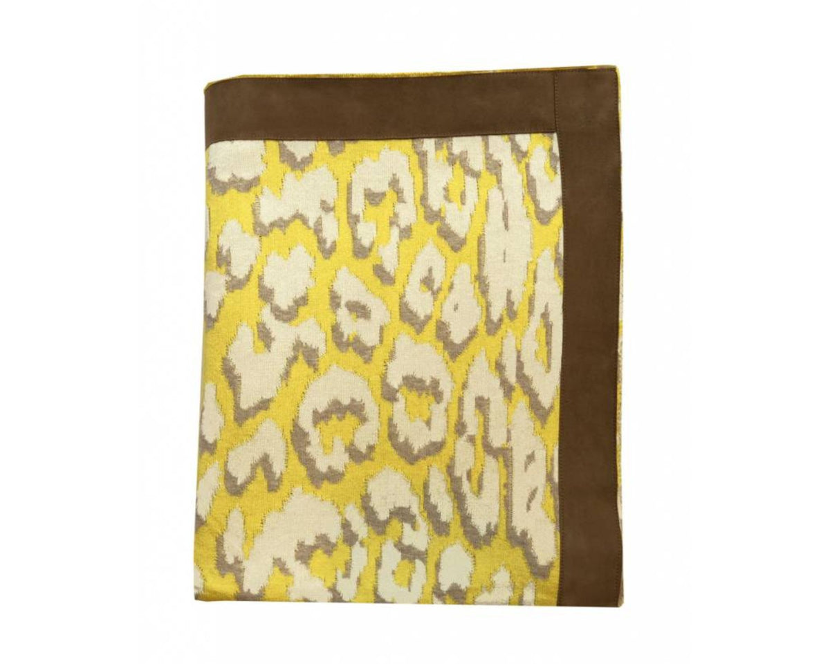 Leo Cotton Leopard Throw w/ Suede - Yellow | DSHOP