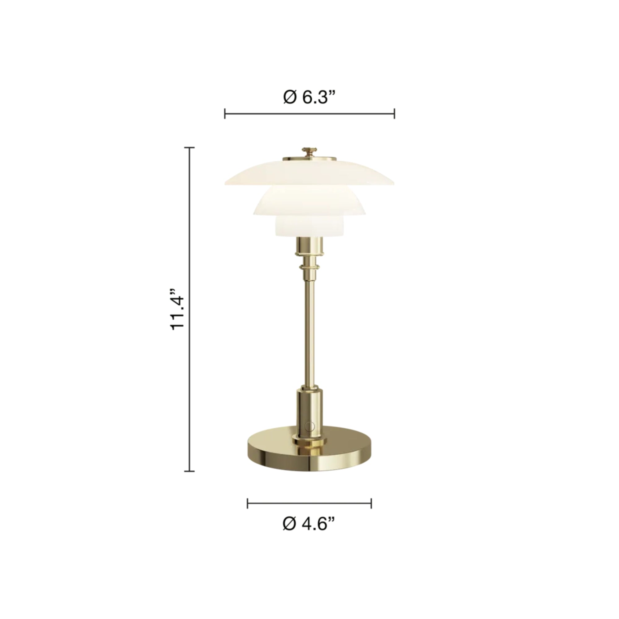 Louis Poulsen PH 1/1 Portable Table Lamp – Brass Lamp Measurements