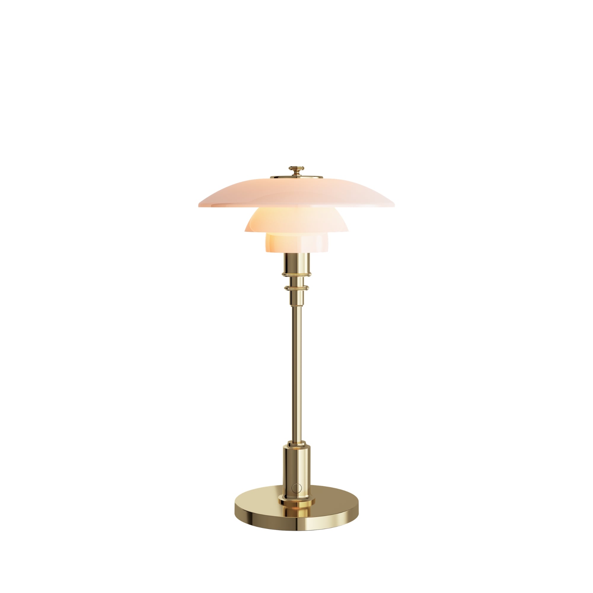 Louis Poulsen PH 2/1 Portable Table Lamp – Opal Glass Table Lamp in Brass