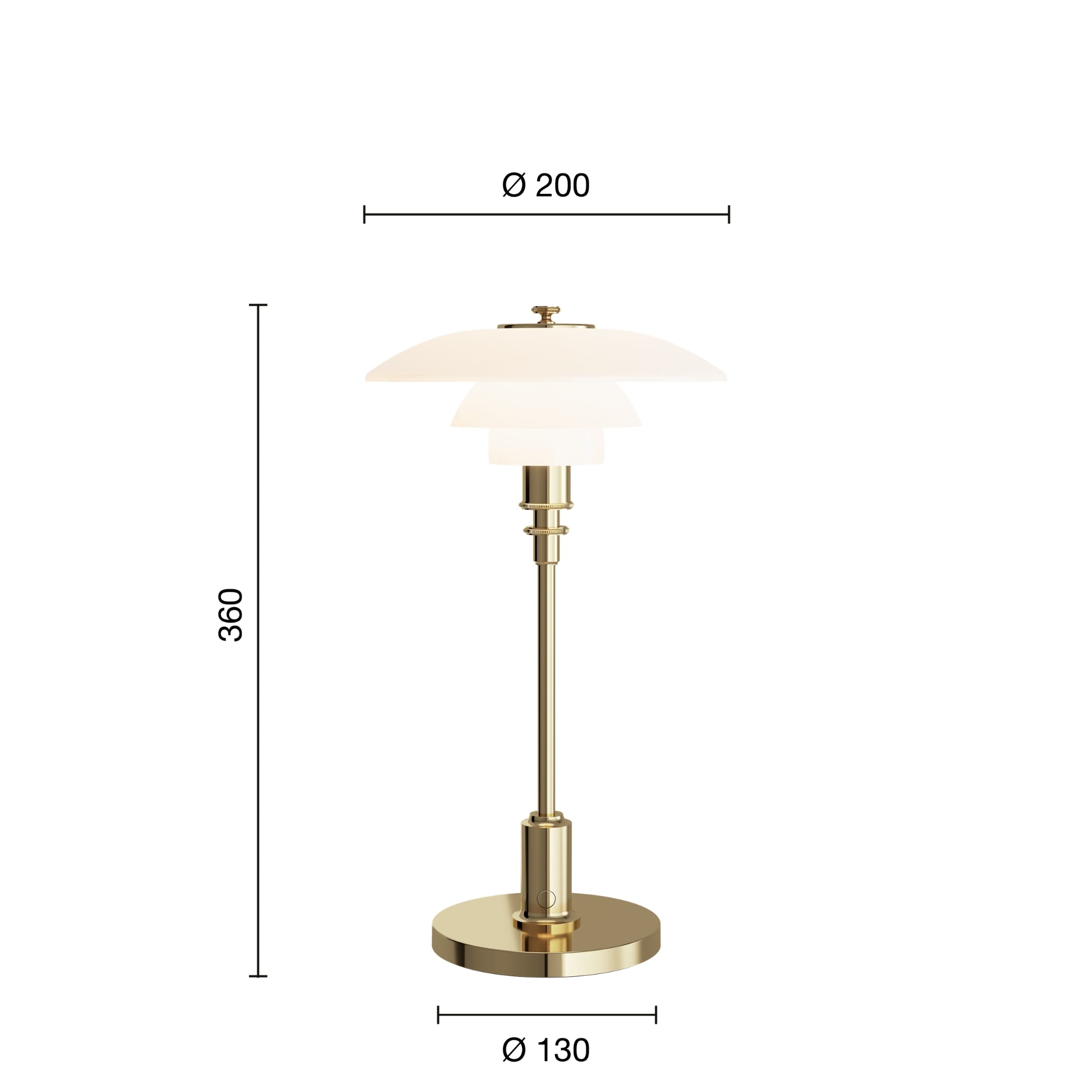 Louis Poulsen PH 2/1 Portable Table Lamp – Brass Table Lamp Measurements