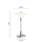Louis Poulsen PH 2/1 Portable Table Lamp – Chrome Table Lamp Measurements