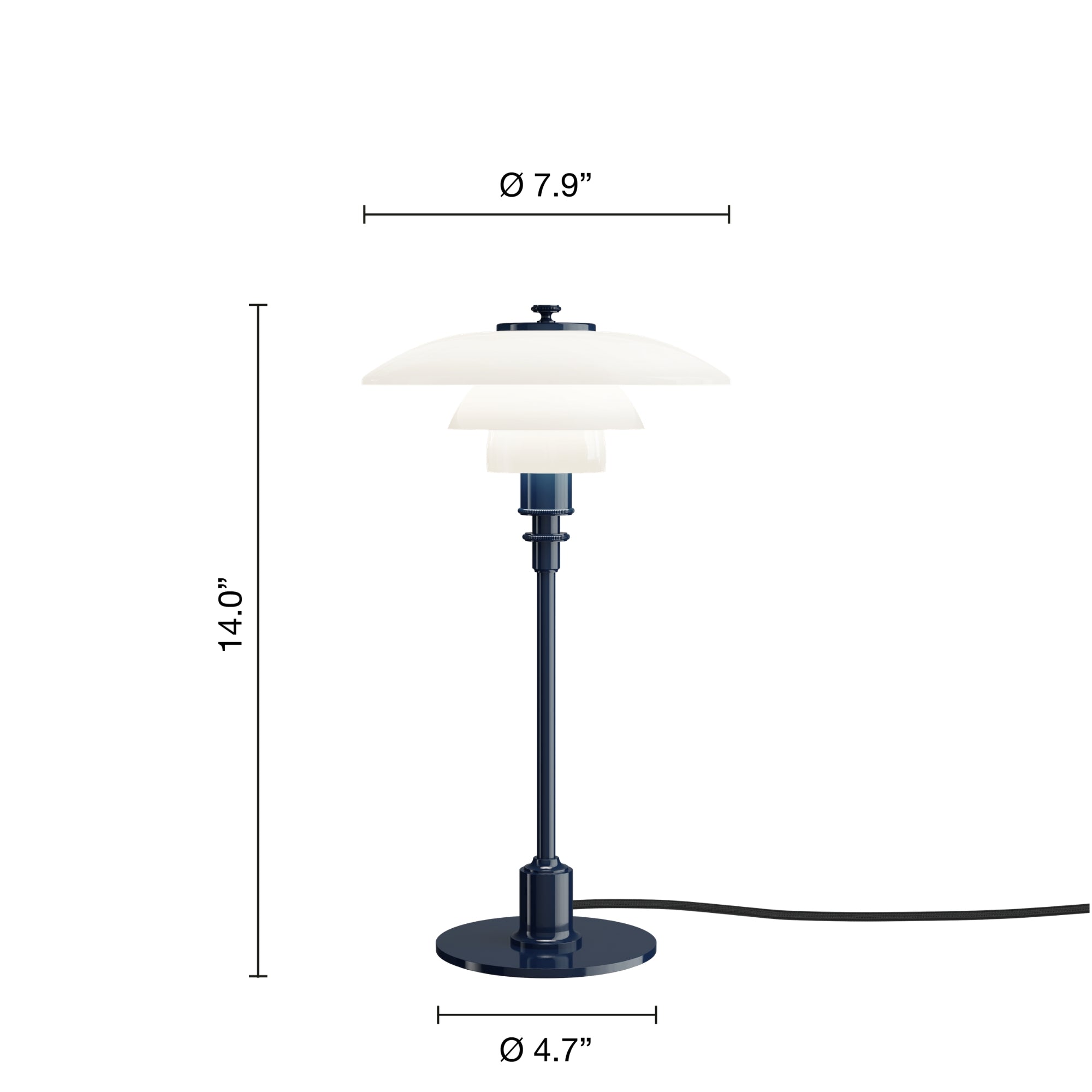 Louis Poulsen PH 2/1 Glass Table Lamp – Measurements | DSHOP