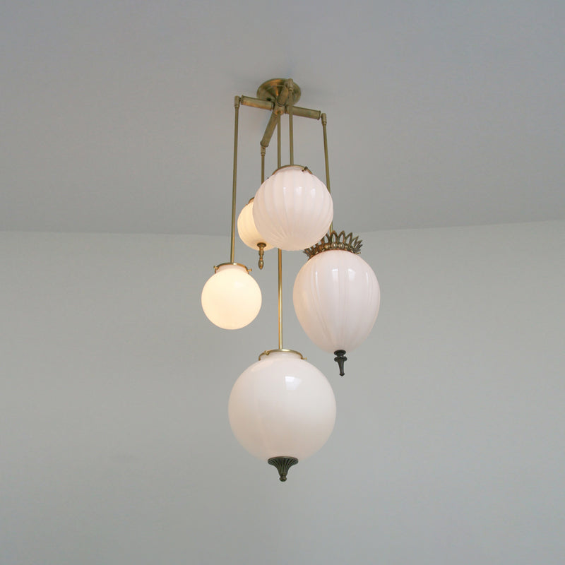 Brilliant Chandelier Milk Glass - 5 Arm | DSHOP