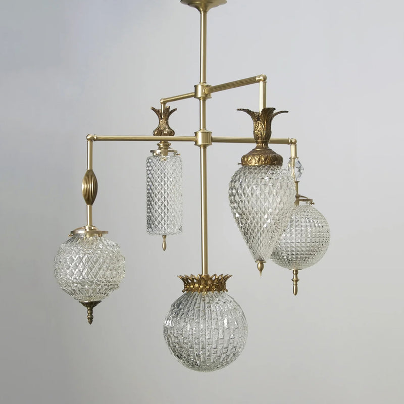 Brilliant Chandelier - 5 Arm With Vintage Jewelry - Brass | DSHOP