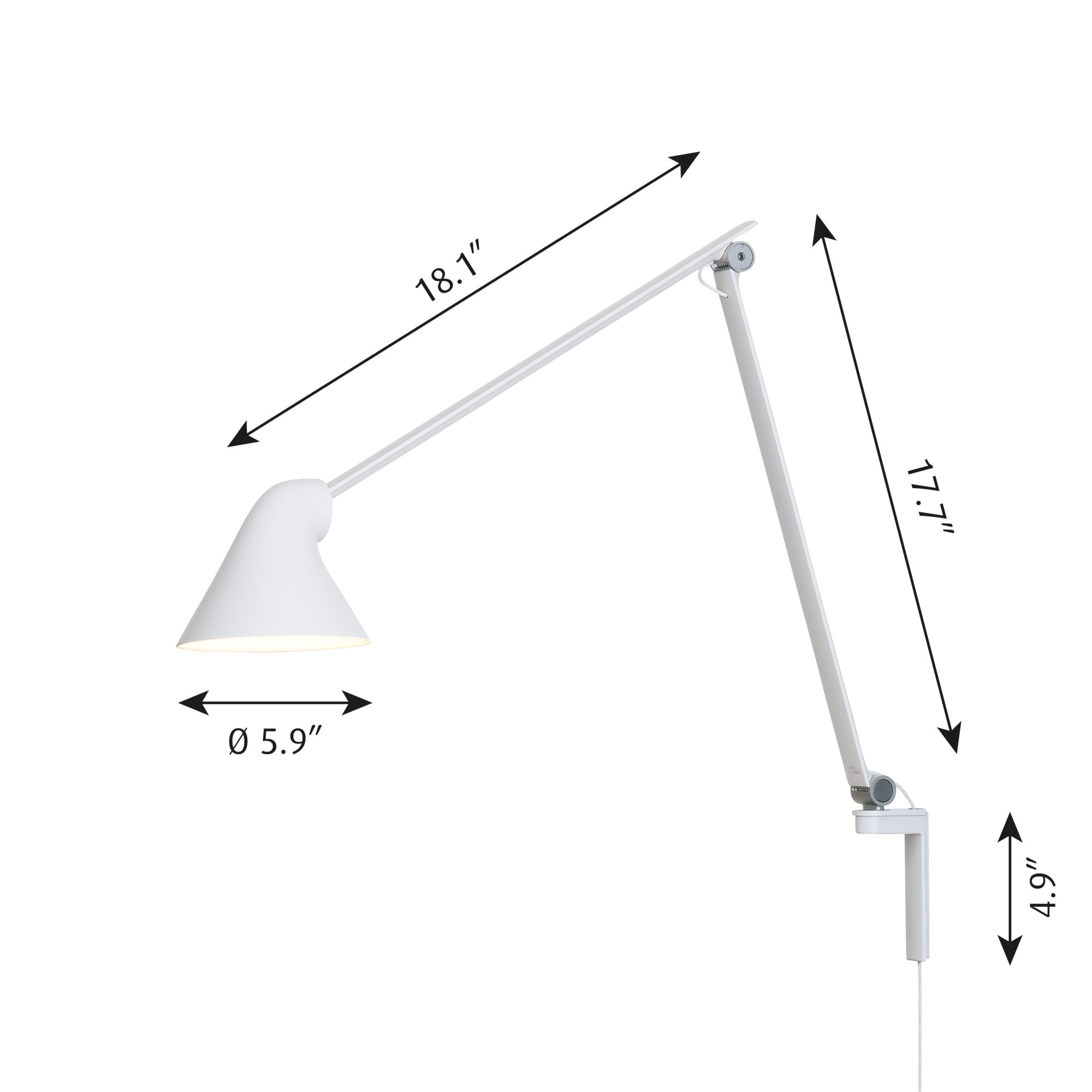  NJP Wall Lamp - Long Arm - Dimensions