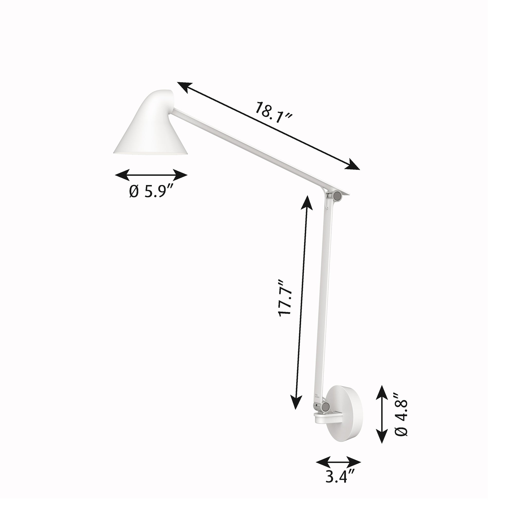  NJP Wall Lamp - Long Arm - Dimensions