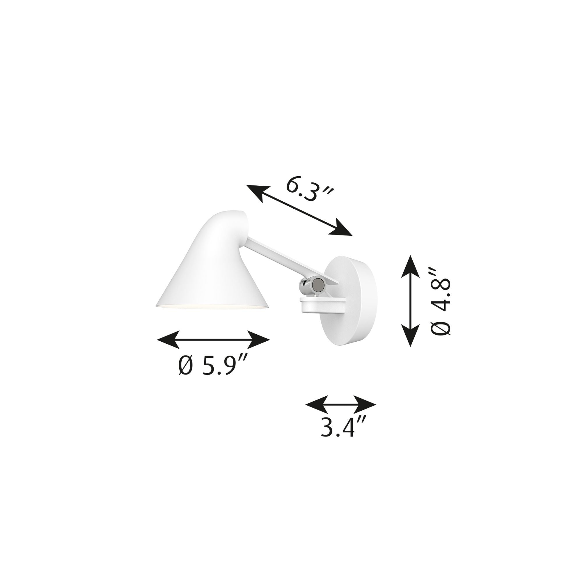 NJP Wall Lamp - Short Arm - Dimensions