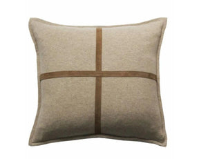 Palermo Cashmere Pillow with Cross Suede - Beige | DSHOP