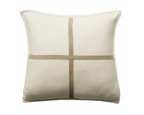 Palermo Cashmere Pillow with Cross Suede - Ivory | DSHOP