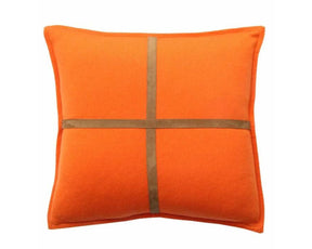 Palermo Cashmere Pillow with Cross Suede - Orange | DSHOP