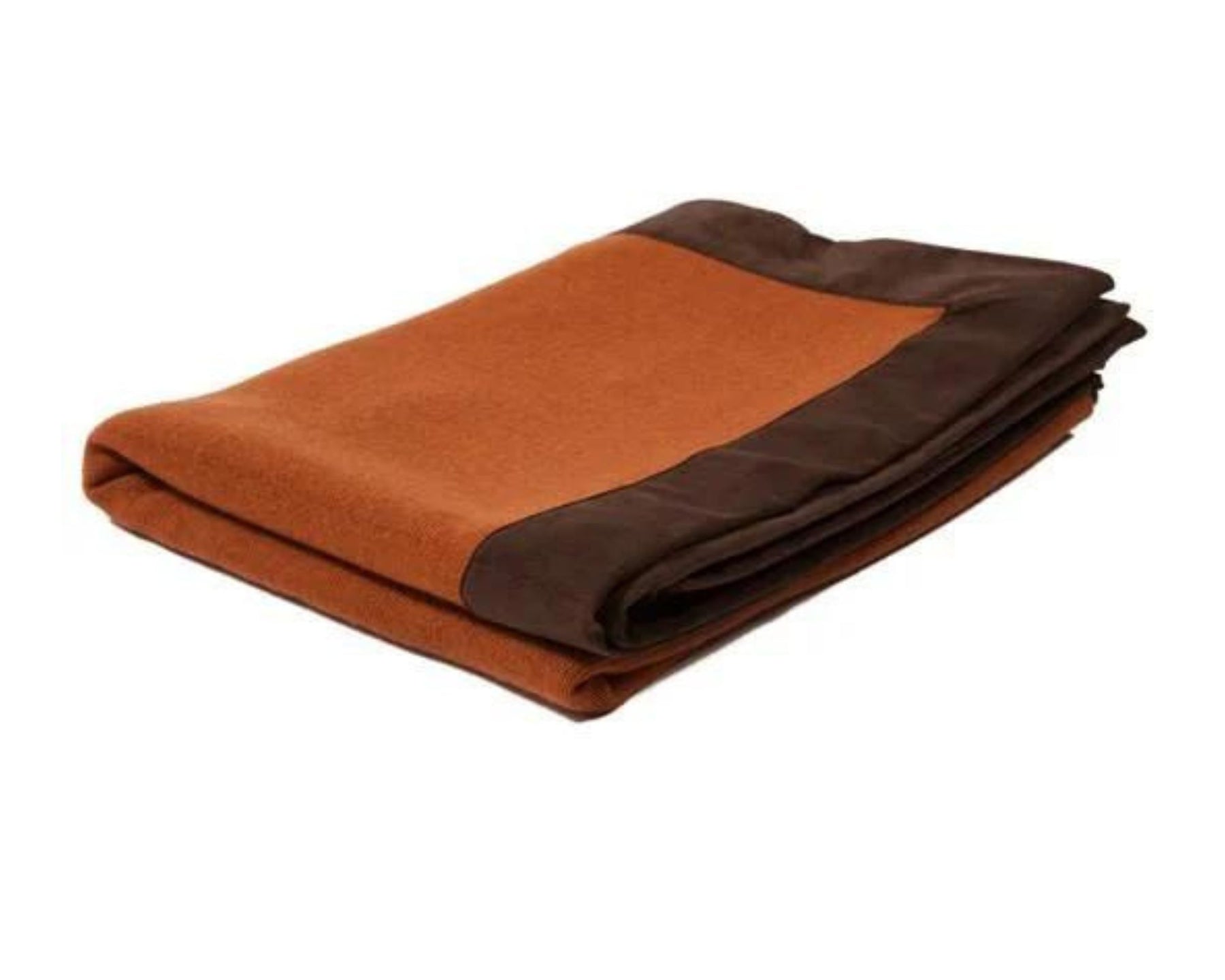 Cashmere Portofino Throw w/ Suede - Burnt