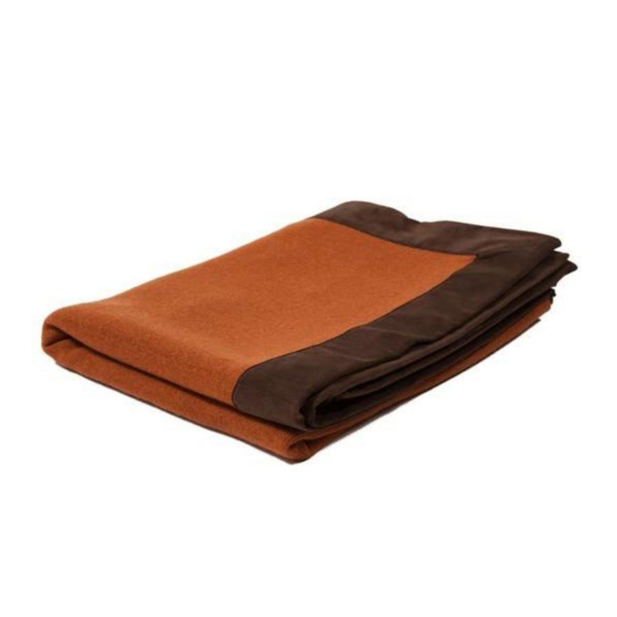 Rani Arabella Cashmere Portofino Throw w/ Suede – Luxury Throw in Brown / Orange