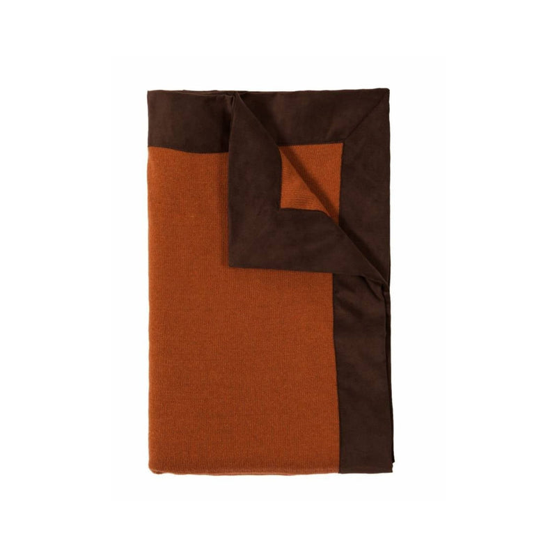 Cashmere Portofino Throw w/ Suede - Burnt | DSHOP