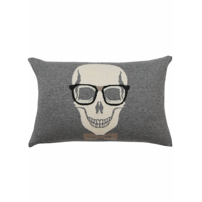 Cashmere Skull Bow Pillow - Gray, Black | DSHOP